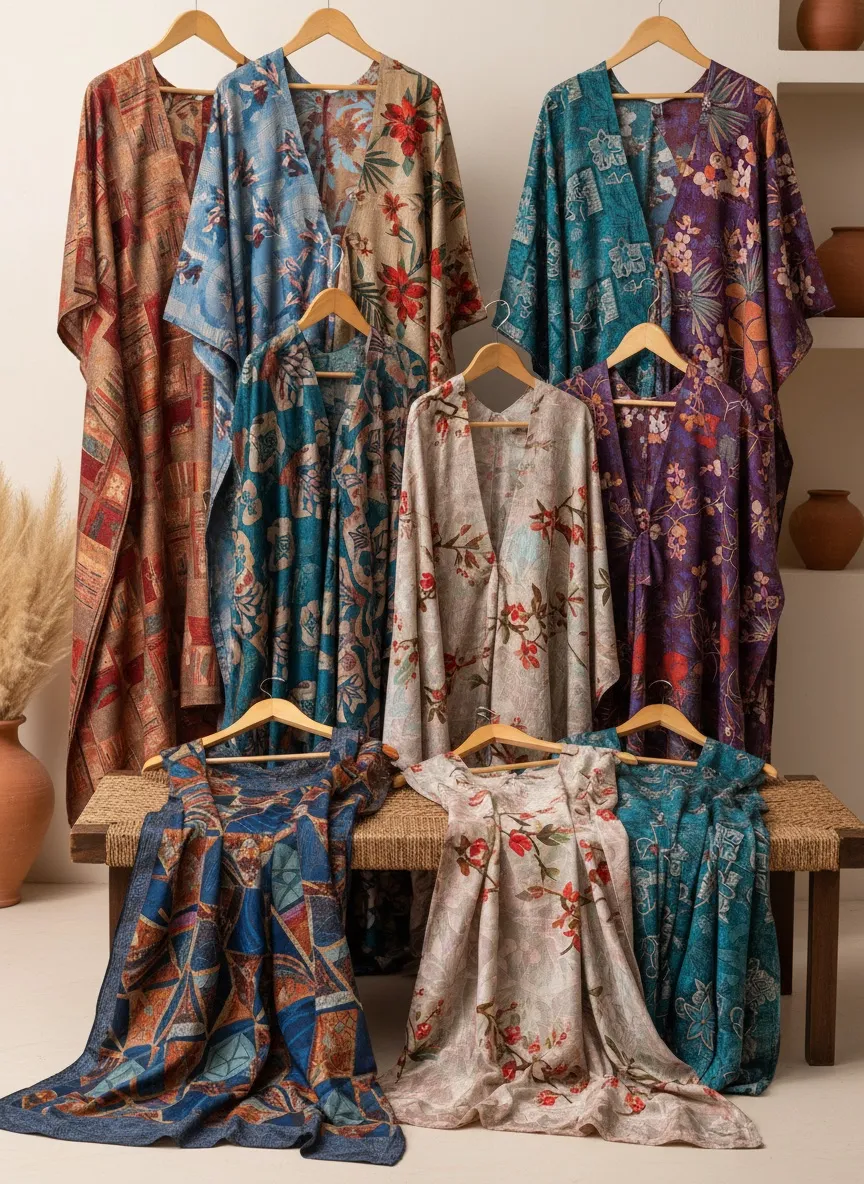Çeşitli kaftan ve kimono desenleri