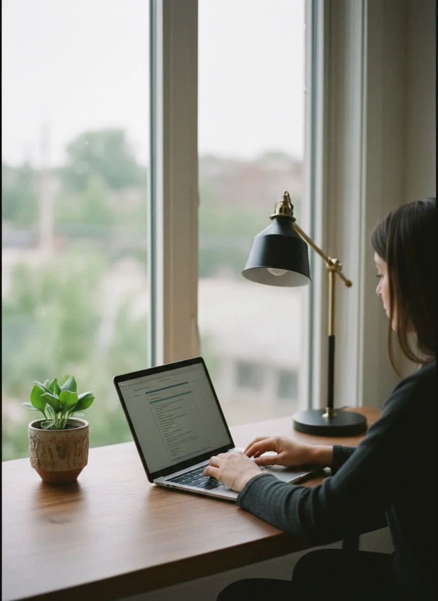 Minimalist ve düzenli bir çalışma masası görünümü